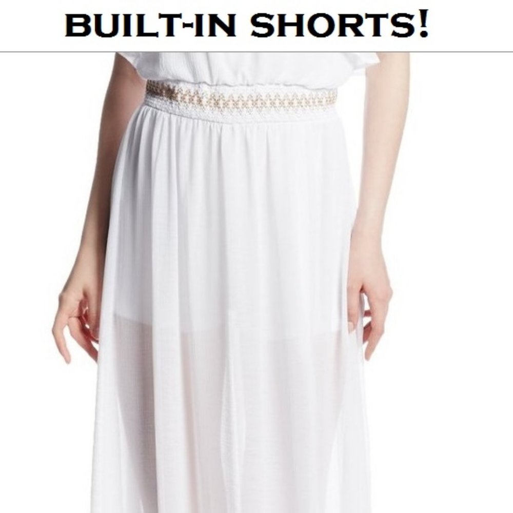 White Maxi Dress Ruffle One Shoulder Grecian Goddess XOXO - Picture 4 of 9